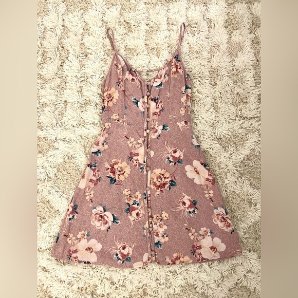 Hollister Womens Purple Floral Dress Button Down Dress Size XS - Picture 1 of 6